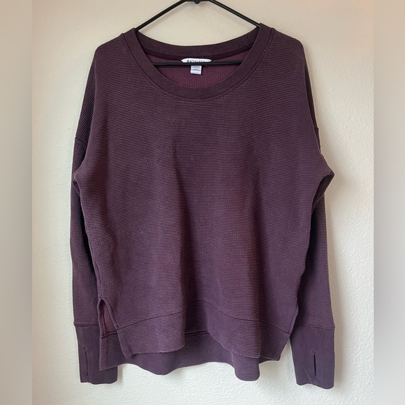 Athleta Tops - Athleta Coaster Luxe Waffle Sweatshirt Plum Oversized Cozy Athleisure L Chic